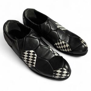 Comme Des Garçons black & white checkered leather patchwork loafers
